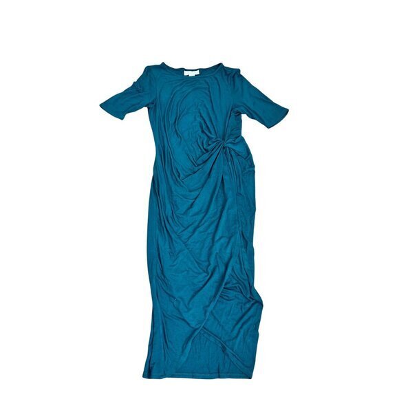 Jessica Simpson Maternity Teal Ruched Maxi Dress M - Picture 1 of 6